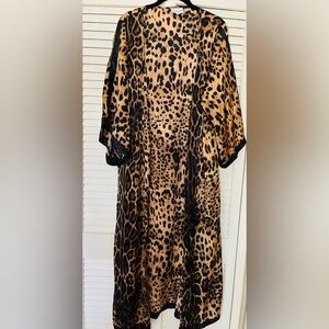 LOVE + HARMONY. Long Kimono Dress in Leopard Animal Print.
